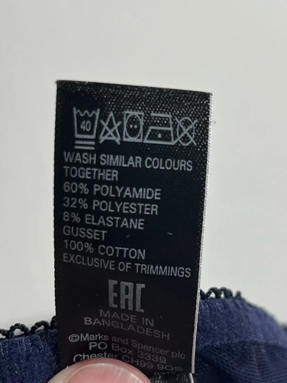 Marks & Spencer Navy Blue Lace Trim Bra & Panty Lingerie Set 36DD / UK‎ 14